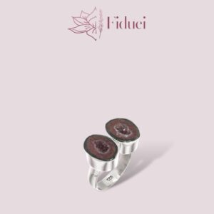 Zilveren Mexicaanse Tabasco geode druzy maat 7 ring